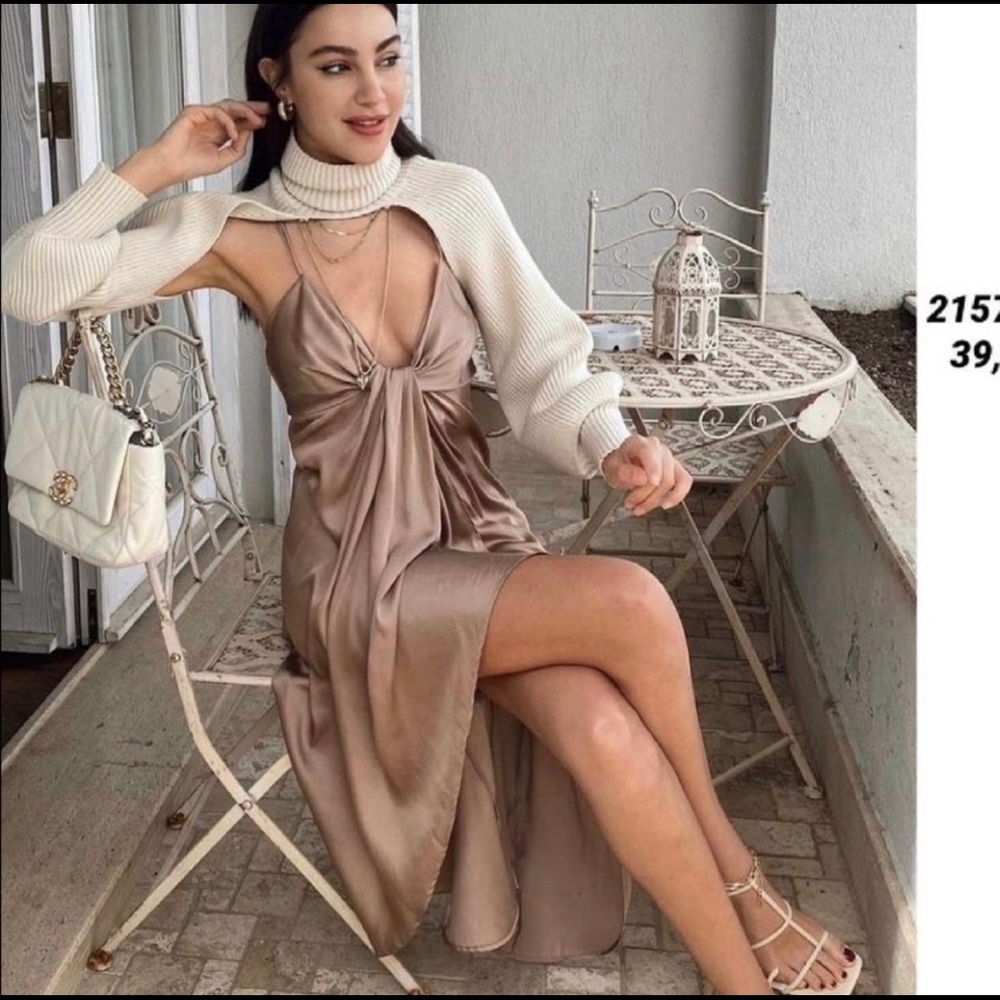 ZARA Knotted Slip Dress - Picture 10 of 16